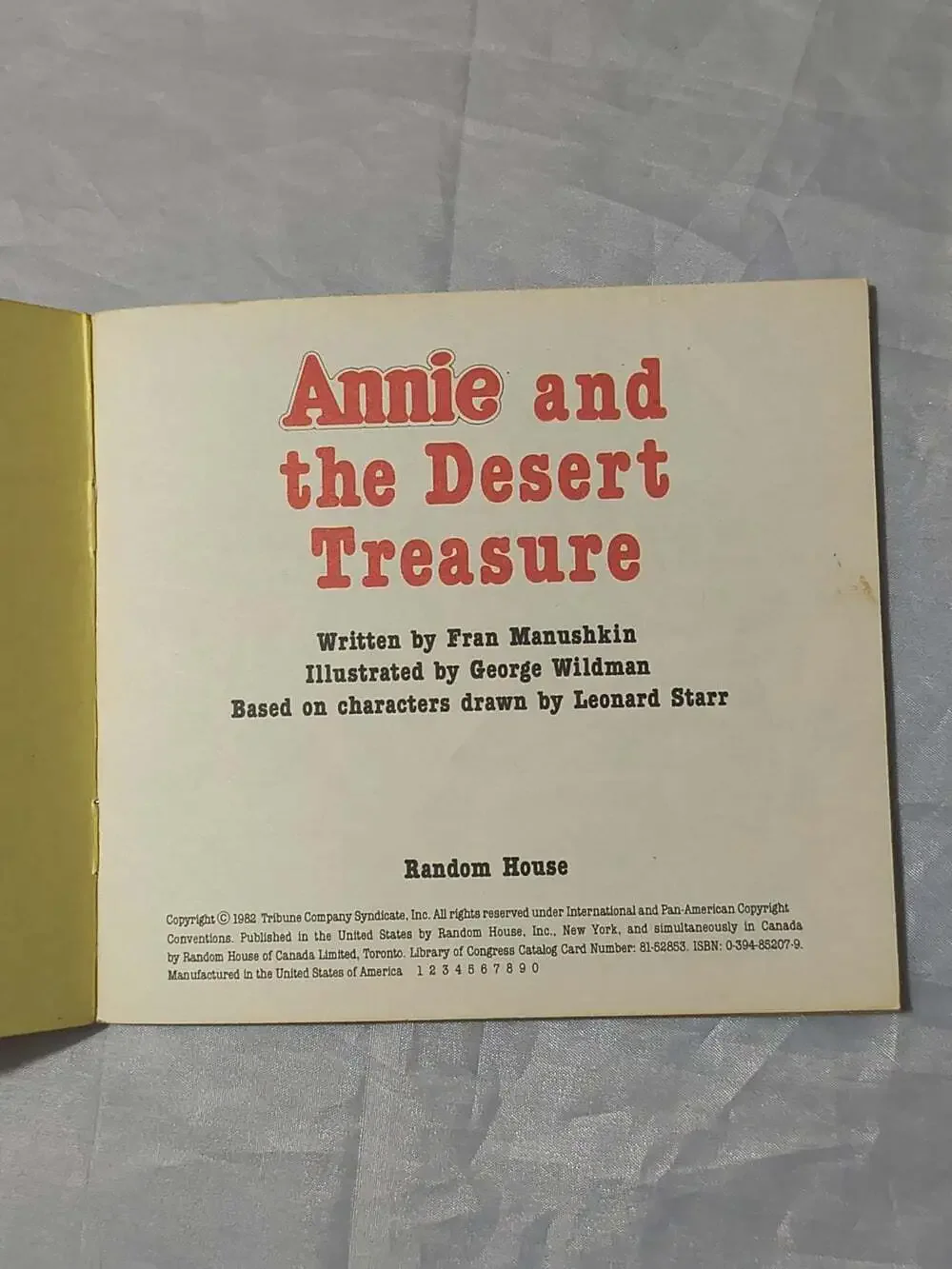 ANNIE AND THE DESERT TREASURE RANDOM HOUSE BOOK, 1982 paperback